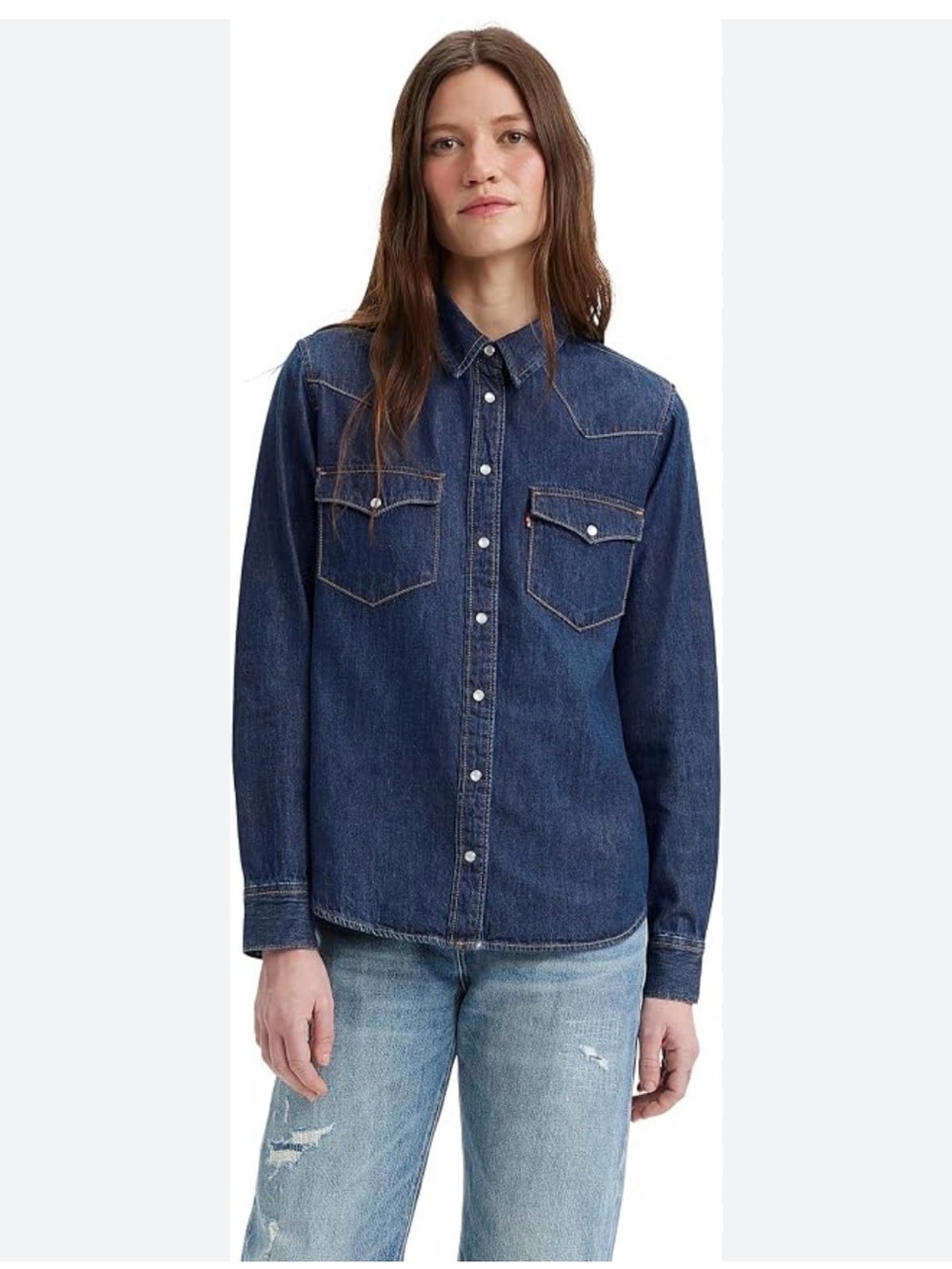 Levi's Dark Blue Denim Pearl Snap Front Ultimate Western Shirt